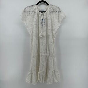 Cartolina Nantucket The Joy Cover-Up White Eyelet Flutter Sleeve Dress Size M